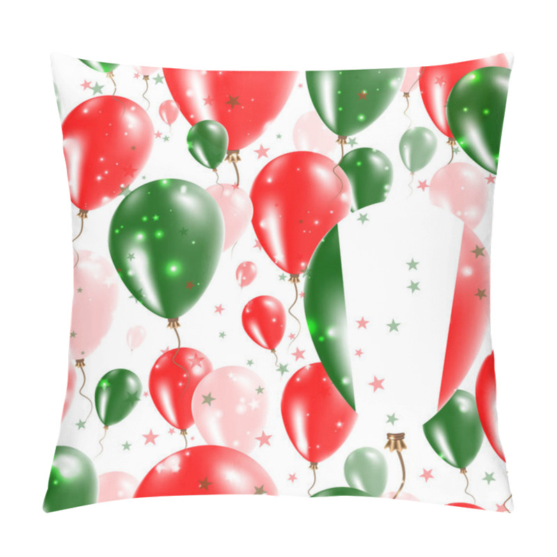 Personality  Italy Independence Day Seamless Pattern Flying Rubber Balloons in Colors of the Italian Flag Happy pillow covers