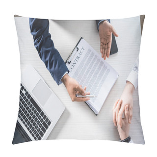 Personality  Businessmen Discussing Contract Pillow Covers