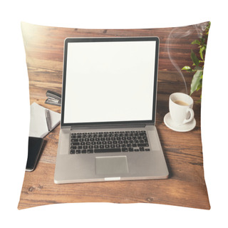 Personality  Modern Notebook Placed On Wooden Table Pillow Covers