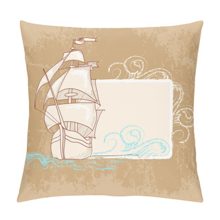 Personality  Vintage Marine Postcard Vector Illustration   Pillow Covers