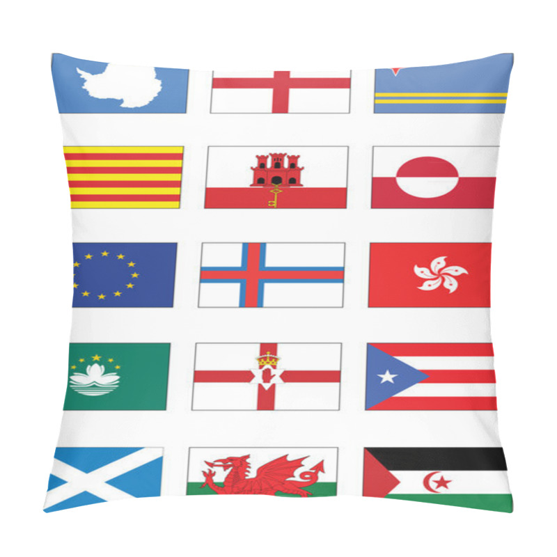 Personality  Vector Flag Set Of World Continents And Misc. Countries. Pillow Covers