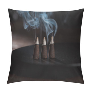 Personality  Three Burning Incense Sticks With Blue Smoke Pillow Covers