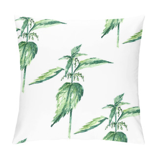 Personality  Watercolor Nettle Herbs. Seamless Pattern Pillow Covers