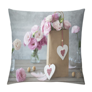 Personality  Lovel Background With Flowers And Hearts Pillow Covers