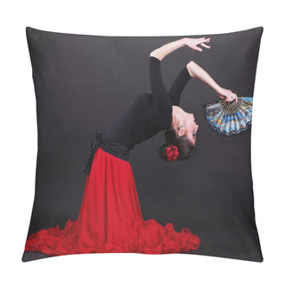 Personality  Attractive Spanish Young Woman Dancing Flamenco Pillow Covers