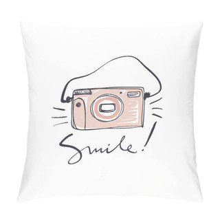 Personality  Brush Hand Painted Vintage Film Polaroid Camera, Isolated On White Background. Photography Hobby Theme Pillow Covers