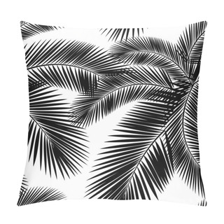 Personality  Seamless Color Palm Leaves Pattern. Flat Style. Black And White Pillow Covers