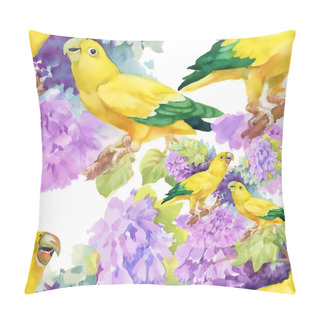 Personality  Exotic Parrots Birds Background Pillow Covers