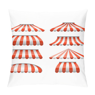 Personality  Striped Red And White Sunshade Awning - Cafe And Shop Awnings Pillow Covers