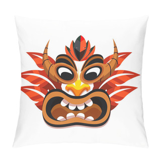 Personality  Tribal Mask Clothing Illustration Design For Sale T-shirt Poster Design Banner Background Vector Pillow Covers