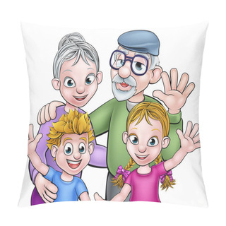Personality  Cartoon Grandparents And Children Pillow Covers