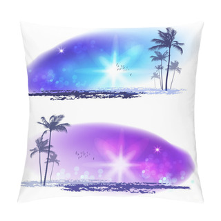 Personality  Exotic Palm Trees. Seashore Sunset Pillow Covers