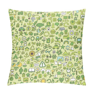 Personality  Big Doodled ECOLOGY Icons Collection Pillow Covers