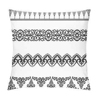 Personality  Vector Monochrome Seamless Set Of Yakut Folk Ornaments. Frames And Borders Of The Peoples Of The North, Tundra Pillow Covers