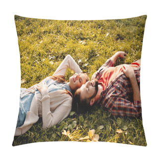 Personality  Couple Lying On Grass Pillow Covers
