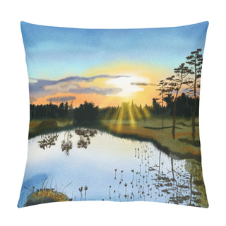 Personality  Lanscape With Forest Like And Sunset. Pillow Covers