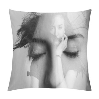 Personality Double Exposure Of Young Female Pillow Covers
