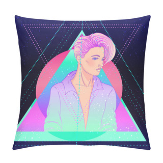 Personality  Portrait Of A Young Pretty Androgynous Woman With Short Shaved P Pillow Covers