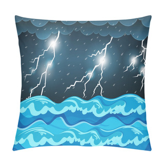 Personality  Thunderstorm At The Sea  Illustration Pillow Covers