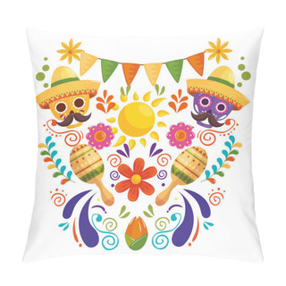 Personality  Skulls And Icons Traditional Of Cinco De Mayo Pillow Covers