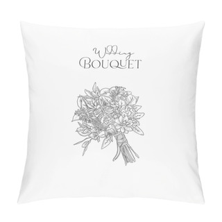 Personality  Wedding Bouquet. A Hand Drawn Vector Illustration Pillow Covers
