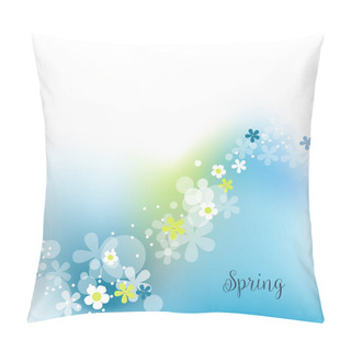 Personality  Spring Decoration, Cute Flowers Over Blue And White Background Pillow Covers