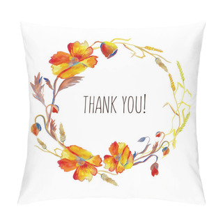 Personality  Handpainted Watercolor Vector Illustration Of Poppies, Grass And Pillow Covers