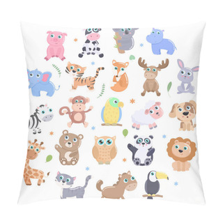 Personality  Cute Animals Set Flat Design Pillow Covers