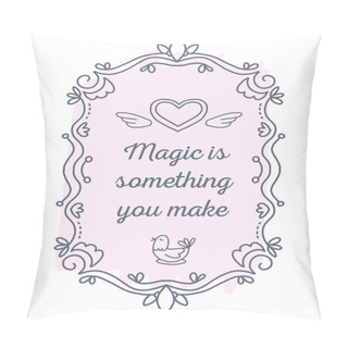 Personality  Vector Illustration Of Black Lace Frame With Inscription And Fly Pillow Covers