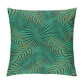 Personality  Exotic Tropic Pattern. Tropical Floral Fabric Fashion Background. Palm Leaf Textile Color Vintage Summer . Natural Leaves Tropical . Seamless Vector Design For Wallpaper, Swimwear Print Decoration. Pillow Covers