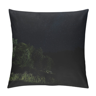 Personality  Low Angle View Of Trees Against Night Sky With Stars  Pillow Covers