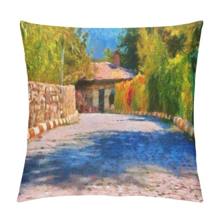 Personality  Single Cottage At The End Of Country Lane, Digitally Painted In Monet Style Pillow Covers