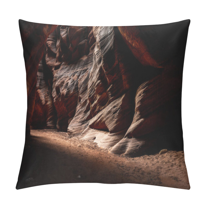 Personality  Bright Light Appears To Rush Around Dark Corner Of Buckskin Gulch In Southern Utah Pillow Covers