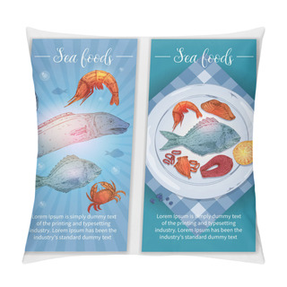 Personality  Seafood Hand Drawn Banners Pillow Covers