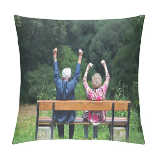 Personality  Retired Couple On Park Bench Pillow Covers