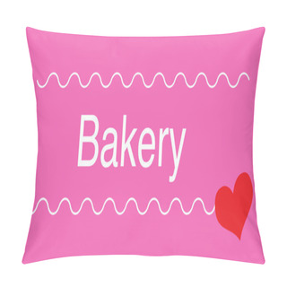 Personality  Pink Bakery Label With Red Heart And Curved Lines Pillow Covers