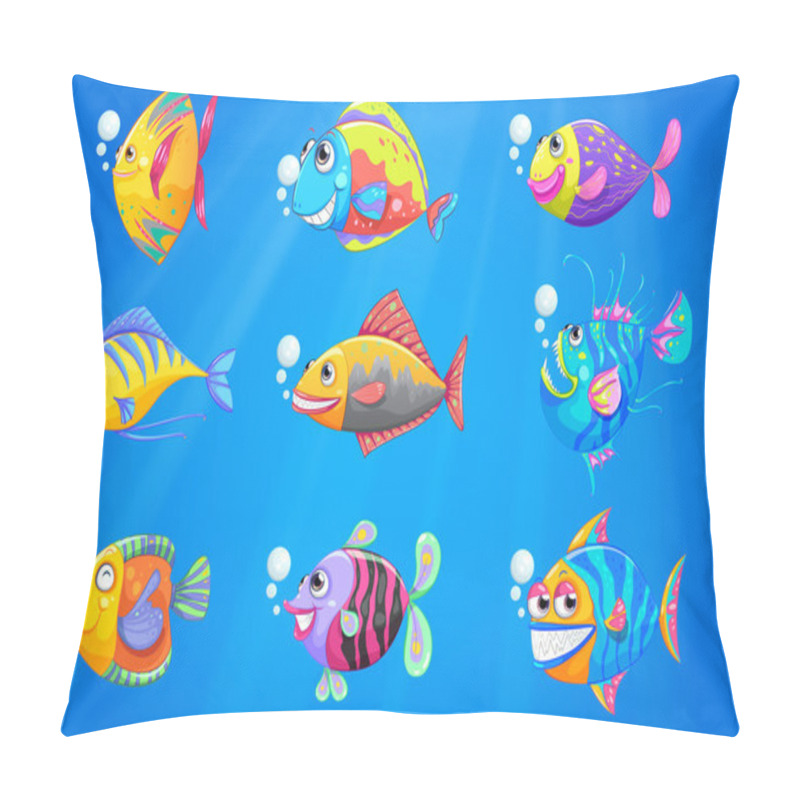 Personality  A group of beautiful fishes under the sea pillow covers