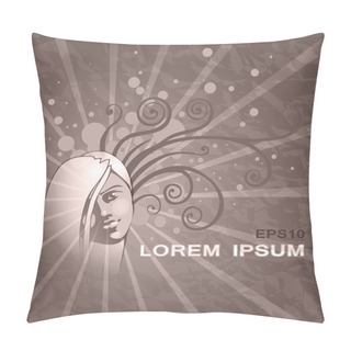 Personality  Vector Abstract Background With Woman. Pillow Covers