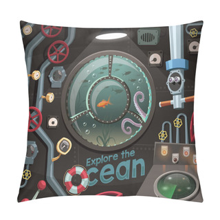 Personality  Explore The Ocean , View Under The Sea From The Submarine Pillow Covers
