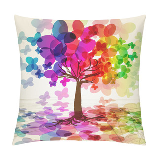 Personality  Abstract Colorful Tree. Vector. Pillow Covers