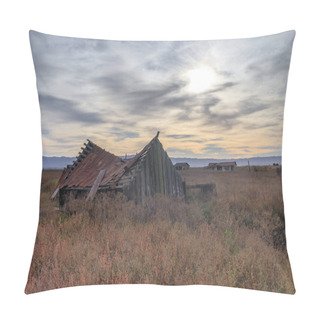 Personality  Sunset Over Abandoned House At Drawbridge, The Last Remaining Ghost Town In San Francisco Bay Area. Don Edwards San Francisco Bay National Wildlife Refuge, Fremont, Alameda County, California, USA. Pillow Covers