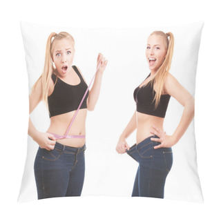 Personality  Girl Before And After A Diet Pillow Covers