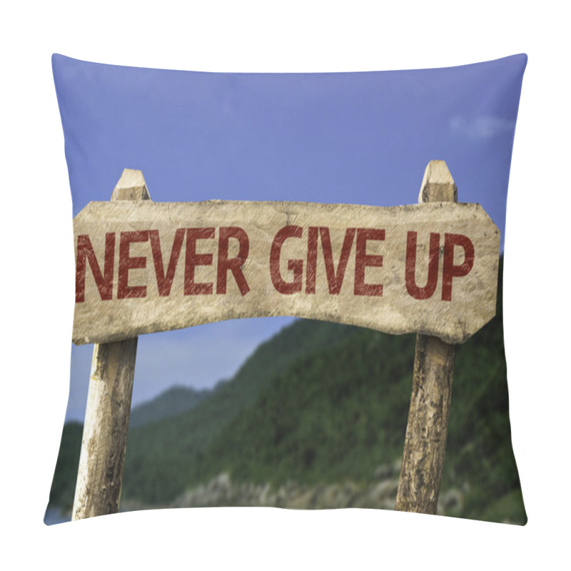 Personality  Never Give Up wooden sign pillow covers