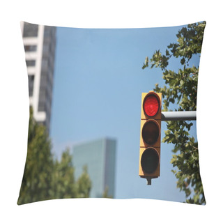 Personality  Red Traffic Light In The City Pillow Covers