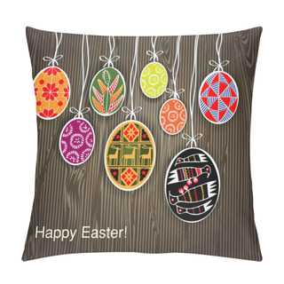 Personality  Vector Background With Easter Eggs Pillow Covers