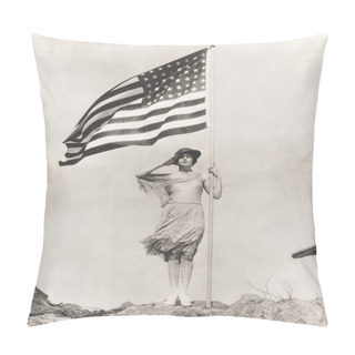 Personality  Woman  Holding American Flag  Pillow Covers