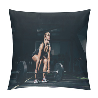 Personality  Sportswoman Lifting Barbell Pillow Covers
