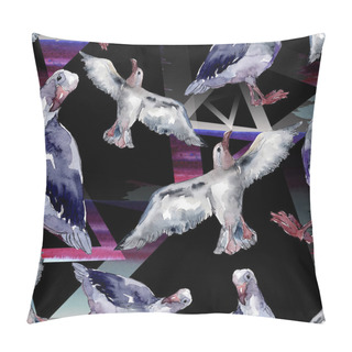 Personality  Sky Bird Seagull In A Wildlife. Wild Freedom, Bird With A Flying Wings. Watercolor Illustration Set. Watercolour Drawing Fashion Aquarelle. Seamless Background Pattern. Fabric Wallpaper Print Texture. Pillow Covers
