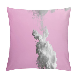 Personality  Close Up View Of White Paint Swirls Isolated On Pink Pillow Covers
