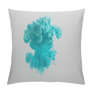 Personality  Blue Ink Splash Isolated On Grey Pillow Covers